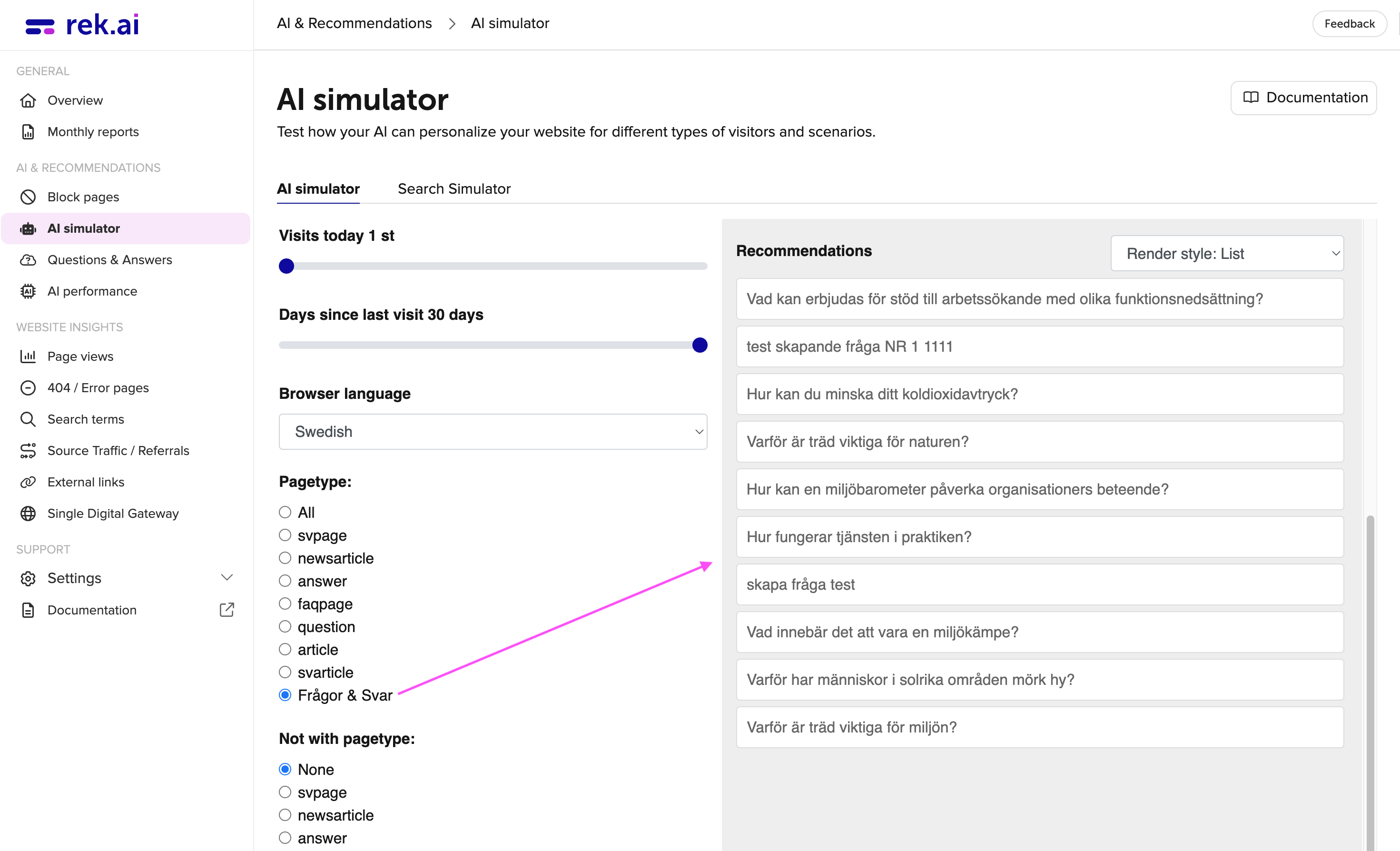 AI simulator on rek.ai