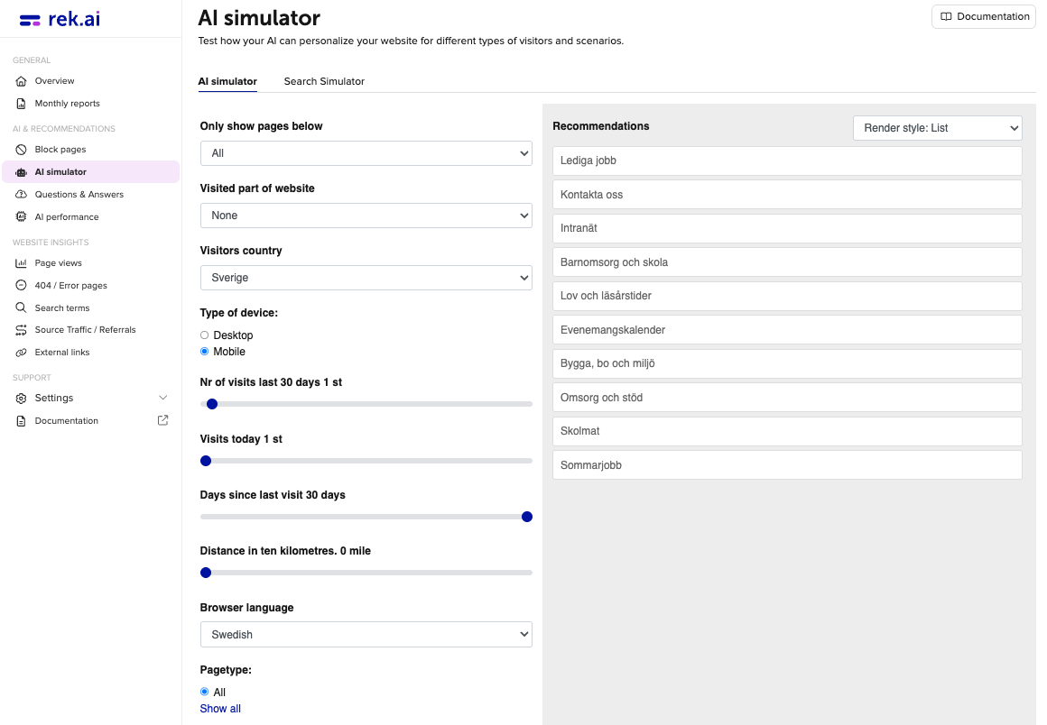 AI simulator on rek.ai