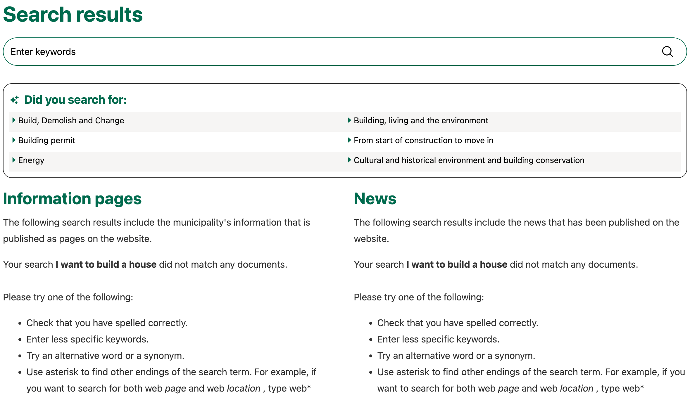 Search result example